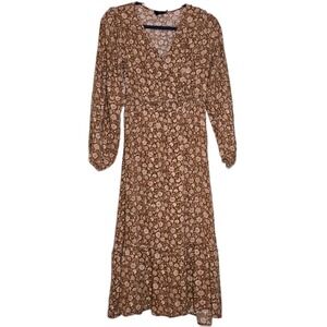 Flower & Feather GUC Floral Boho Prairie Cottagecore Midi Dress Size L 🌸